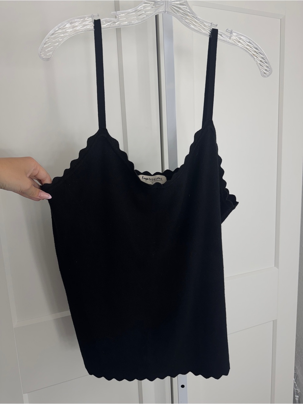 Impressions Online Boutique Black Scalloped Edge Camisole